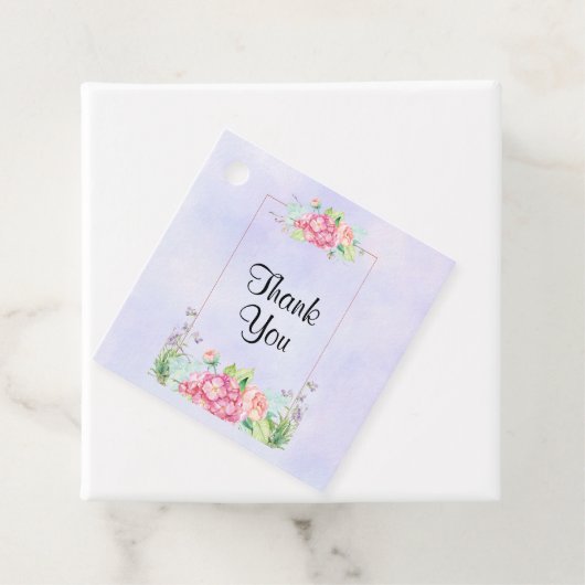 ピンクモダンの水カラーフローラフレームありがとう フェイバータグ (インサイチュ)