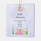 ピンクモダンの水カラーフローラフレームベビーの誕生 セラミックオーナメント (左)