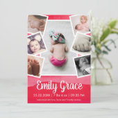 ピンクモダンの水グラデーション色フォトコラージュガール 案内状 (スタンド正面)