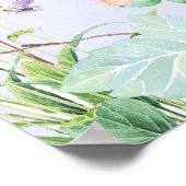 ピンクモダンの水彩フローラフレーム誕生日 ポスター (角)