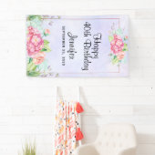 ピンクモダンの水彩フローラフレーム誕生日 横断幕 (インサイチュ)