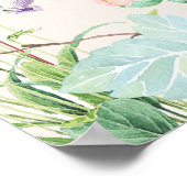 ピンクモダンの水彩フローラフレ結婚ーム ポスター (角)