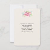 ピンクモダンの水彩フローラブーケありがとう サンキューカード (裏面)