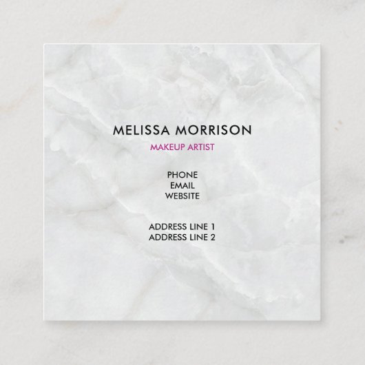 ピンクモダンの水彩フローラブーケモノグラム スクエア名刺 (裏面)