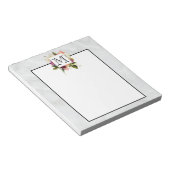 ピンクモダンの水彩フローラブーケモノグラム ノートパッド (アングル)