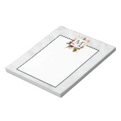 ピンクモダンの水彩フローラブーケモノグラム ノートパッド (回転)