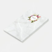 ピンクモダンの水彩フローラブーケモノグラム ポストイット (アングル)