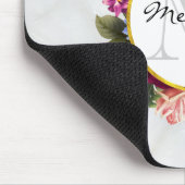 ピンクモダンの水彩フローラブーケモノグラム マウスパッド (コーナー)