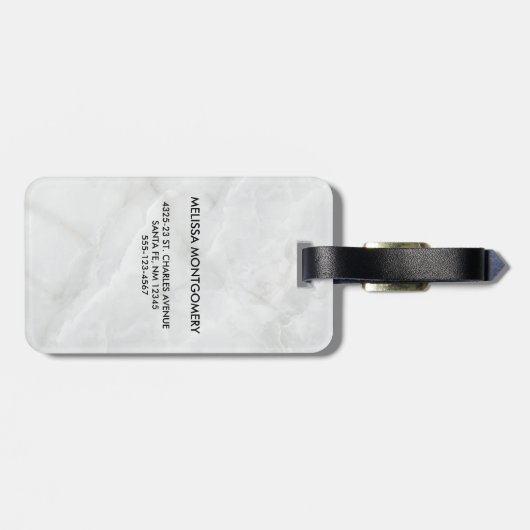 ピンクモダンの水彩フローラブーケモノグラム ラゲッジタグ (裏面横)