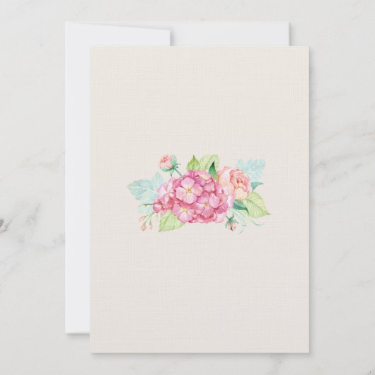 ピンクモダンの水彩フローラブーケ結婚ーズ 招待状 (裏面)