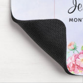 ピンクモダンの水彩フローラ枠 マウスパッド (コーナー)