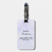 ピンクモダンの水彩フローラ枠 ラゲッジタグ (裏面縦)