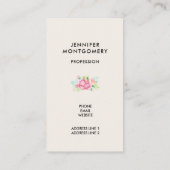 ピンクモダンの水彩フローラ枠 名刺 (裏面)