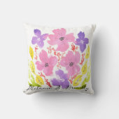 ピンクモダンの水彩フローラ装飾用クッションクッション クッション (正面)