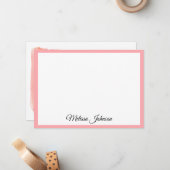 ピンクモダンの水彩ブラシストロークパーソナライズされた ノートカード (正面/裏面インサイチュ)