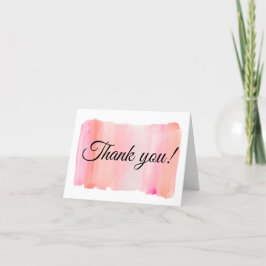 ピンクモダンの水彩ブラシストローク サンキューカード