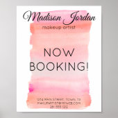 ピンクモダンの水彩ブラシストローク ポスター (正面)