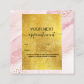 ピンクモダンの水彩及び金箔 予約カード (正面)