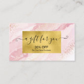 ピンクモダンの水彩及び金箔 割引カード (正面)