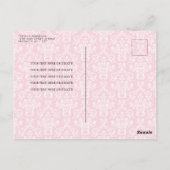 ピンクモダンの水彩弓リボン女の子ベビーシャワー ポストカード (裏面)