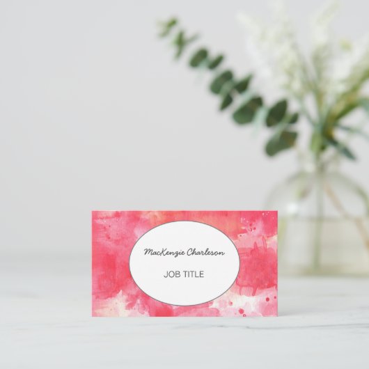 ピンクモダンの水彩抽象芸術 名刺 (スタンド正面)