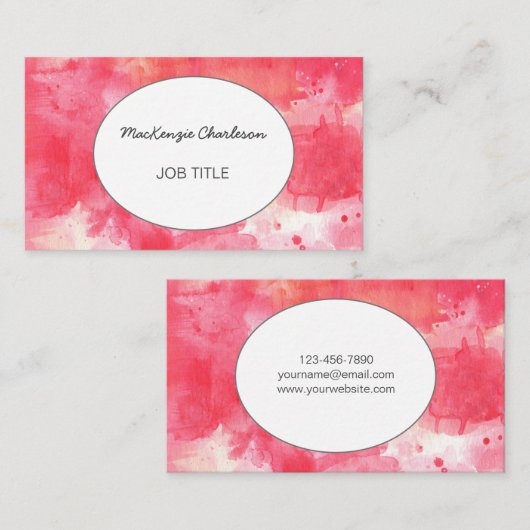 ピンクモダンの水彩抽象芸術 名刺 (正面/裏面)