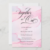 ピンクモダンの水彩書エレガント道インビタ 招待状 (正面)