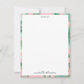 ピンクモダンの水彩熱帯バナナパーム葉 サンキューカード (正面)