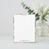 ピンクモダンの水彩熱帯バナナパーム葉 サンキューカード (スタンド正面)