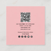 ピンクモダンの水彩熱帯バナナパーム葉 スクエア名刺 (裏面)