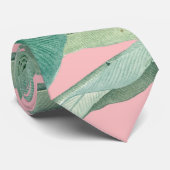 ピンクモダンの水彩熱帯バナナパーム葉 ネクタイ (ロール)