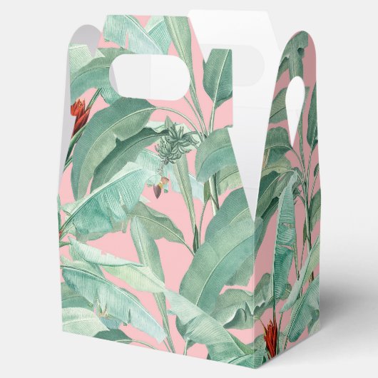 ピンクモダンの水彩熱帯バナナパーム葉 フェイバーボックス (オープン)