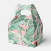 ピンクモダンの水彩熱帯バナナパーム葉 フェイバーボックス (正面サイド)