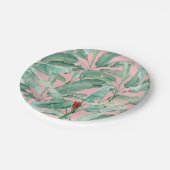 ピンクモダンの水彩熱帯バナナパーム葉 ペーパープレート (アングル)