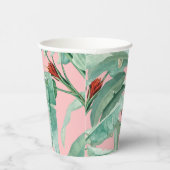 ピンクモダンの水彩熱帯バナナパーム葉 紙コップ (右)