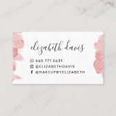 ピンクモダンの水彩画メイクアップアーティスト 名刺 (裏面)