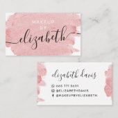 ピンクモダンの水彩画メイクアップアーティスト 名刺 (正面/裏面)