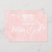 ピンクモダンの水彩私の花の女の子か 招待状 (正面/裏面)