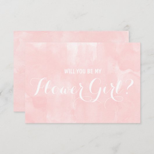 ピンクモダンの水彩私の花の女の子か 招待状 (正面/裏面)