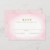ピンクモダンの水彩結婚式RSVPカード 出欠カード (正面/裏面)