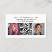 ピンクモダンの水彩美容師ロゴ 名刺 (裏面)