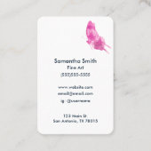 ピンクモダンの水彩蝶アーティスト 名刺 (正面)