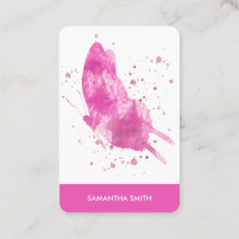 ピンクモダンの水彩蝶アーティスト 名刺