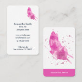 ピンクモダンの水彩蝶アーティスト 名刺 (正面/裏面)