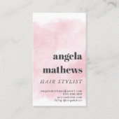 ピンクモダンの水色のはっきりした美容師写真 名刺 (正面)