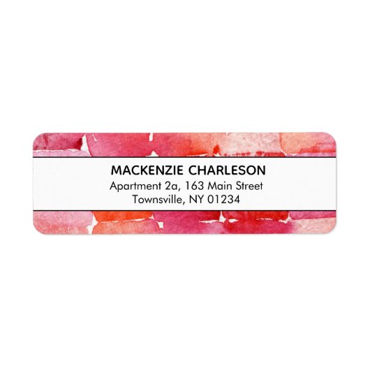 ピンクモダンの水色抽象芸術幾何学的アドレス ラベル (正面)