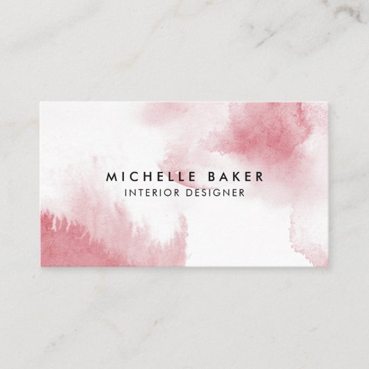 ピンクモダンの水色 名刺 (正面)
