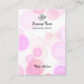 ピンクモダンの泡白いイヤリング表示カード 名刺 (正面)