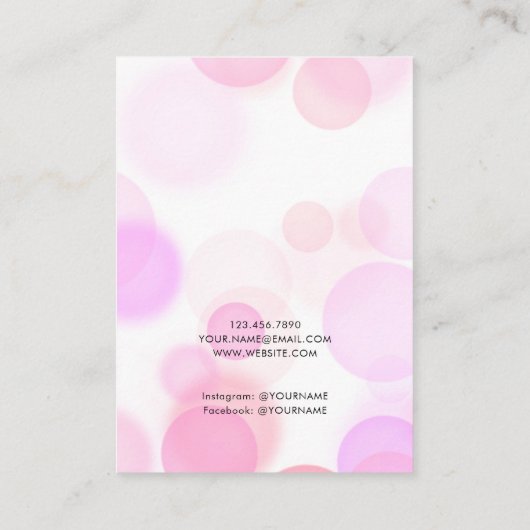 ピンクモダンの泡白いイヤリング表示カード 名刺 (裏面)