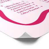 ピンクモダンの波型フレームのアルファベットの座席表 ポスター (角)